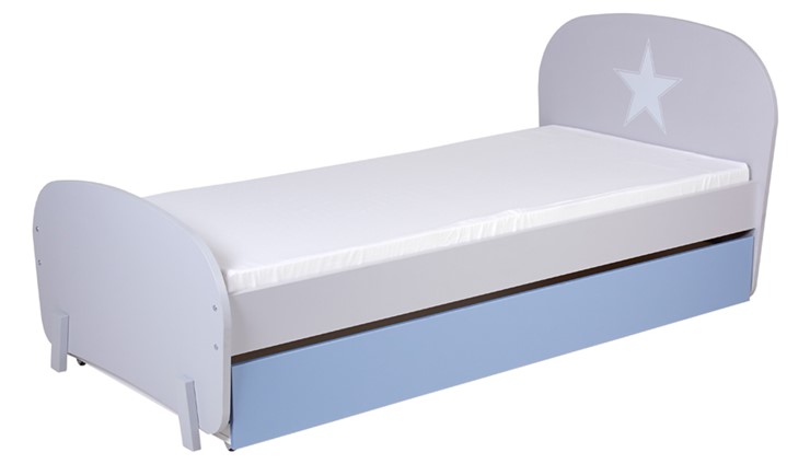 Кровать с ящиком POLINI Kids Mirum 1915 Серый / Голубой в Лангепасе - изображение 3