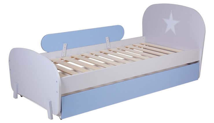 Кровать с ящиком POLINI Kids Mirum 1915 Серый / Голубой в Лангепасе - изображение 4