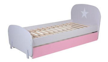 Кровать с ящиком POLINI Kids Mirum 1915 Серый / розовый в Нижневартовске