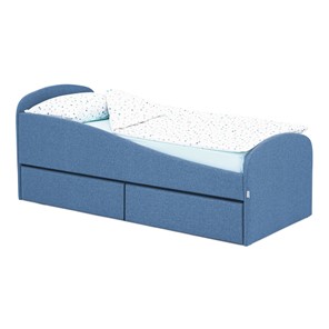 Мягкая кровать с ящиками Letmo 190х80 джинс (рогожка) в Когалыме