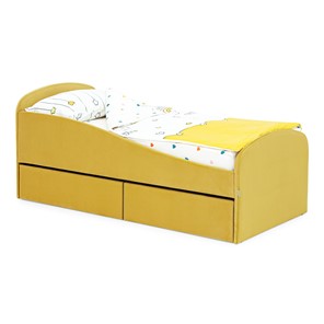 1-спальная детская кровать с ящиками Letmo 190х80 горчичный (велюр) в Лангепасе