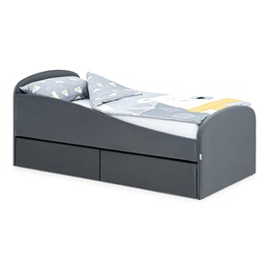 Мягкая кровать с ящиками Letmo 190х80 графит (велюр) в Лангепасе - предосмотр