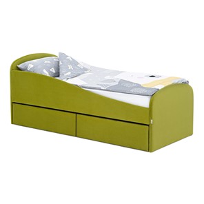 Мягкая кровать с ящиками Letmo 190х80 оливковый (велюр) в Нягани
