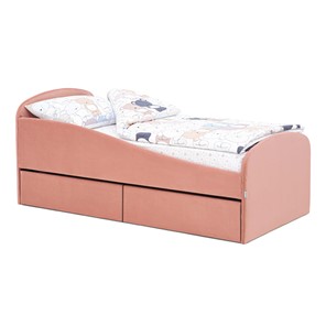 Мягкая кровать с ящиками Letmo 190х80 пудровый (велюр) в Сургуте