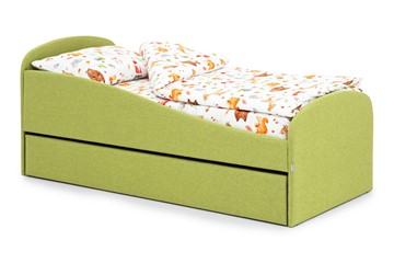 Мягкая кровать с ящиком Letmo авокадо (рогожка) в Радужном