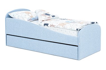Кровать в детскую с ящиком Letmo небесный (рогожка) в Советском