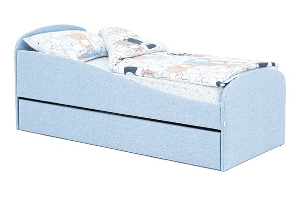 Кровать в детскую с ящиком Letmo небесный (рогожка) в Когалыме - изображение