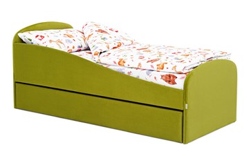 Мягкая кровать с ящиком Letmo оливковый (велюр) в Нижневартовске
