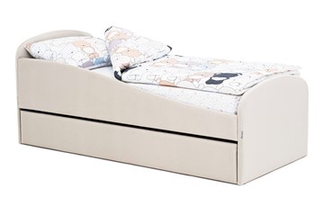 Мягкая кровать с ящиком Letmo ванильный (велюр) в Нижневартовске
