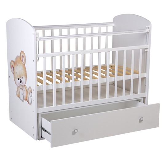 Детская кроватка Фея 750 Медвежонок Белый в Урае - изображение 3