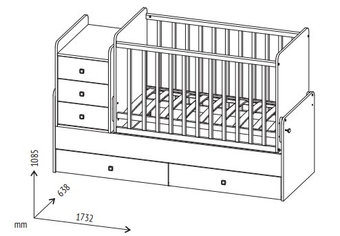 Кроватка в детскую с комодом POLINI Kids Simple 1100 Белый в Нижневартовске - изображение 7