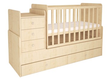 Кроватка в детскую с комодом POLINI Kids Simple 1100 Натуральный в Нижневартовске