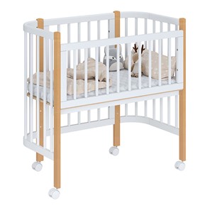 Кроватка детская приставная POLINI Kids Simple 105 Белый / Бук в Нижневартовске