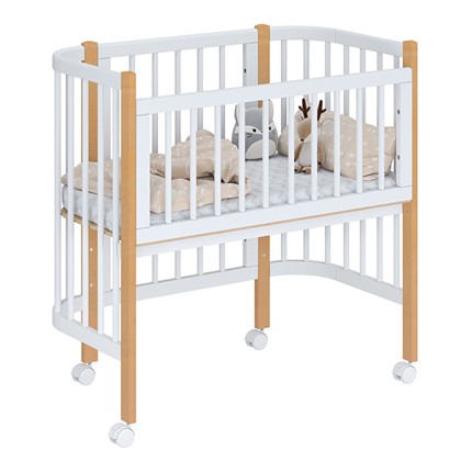 Кроватка детская приставная POLINI Kids Simple 105 Белый / Бук в Нижневартовске - изображение