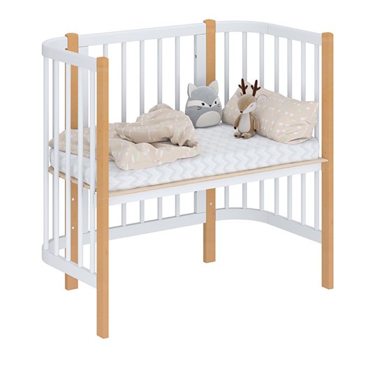 Кроватка детская приставная POLINI Kids Simple 105 Белый / Бук в Радужном - изображение 1