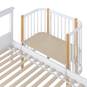 Кроватка детская приставная POLINI Kids Simple 105 Белый / Бук в Югорске - предосмотр 3