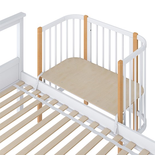 Кроватка детская приставная POLINI Kids Simple 105 Белый / Бук в Лангепасе - изображение 3