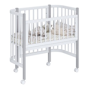 Кроватка детская приставная POLINI Kids Simple 120 Белый / Серый в Нижневартовске