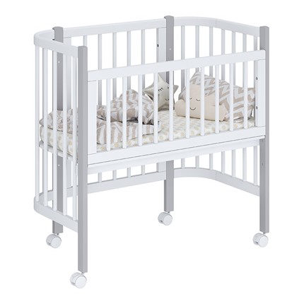 Кроватка детская приставная POLINI Kids Simple 120 Белый / Серый в Урае - изображение