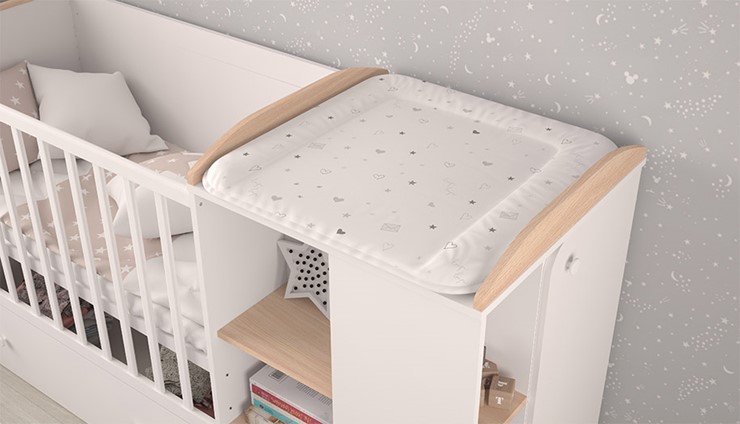 Кроватка-трансформер с комодом POLINI Kids Ameli 800 Белый / Дуб пастельный, серия AMELI в Пыть-Яхе - изображение 4
