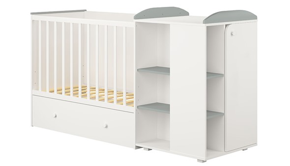 Детская кровать-трансформер с комодом POLINI Kids Ameli 800 Белый / Серый, серия AMELI в Сургуте - изображение