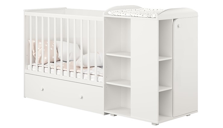 Кроватка-трансформер с комодом POLINI Kids Ameli 800 Белый, серия AMELI в Лангепасе - изображение 1