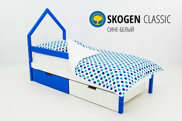 Кровать-домик в детскую мини Skogen сине-белый в Когалыме