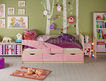 Кровать в детскую Дельфин, Розовый глянец 80х200 в Лангепасе