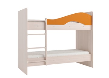 Детская двухэтажная кровать Мая на щитах, корпус Млечный дуб, фасад Оранжевый в Радужном