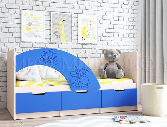 Кровать детская Юниор-3, синий матовый в Когалыме - изображение