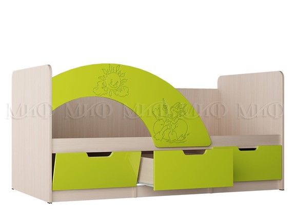 Кровать с бортиками Юниор-3, лайм в Урае - изображение