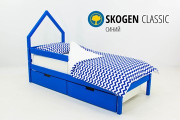 Кровать-домик детская мини Skogen синия в Радужном