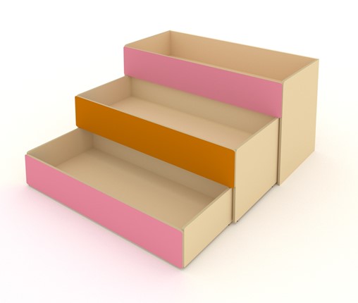 Детская кровать 3-х уровневая КД-3, Беж + Розовый + Оранжевый в Сургуте - изображение