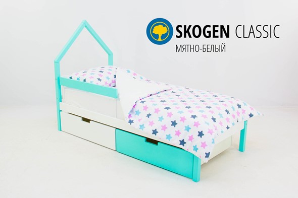 Кровать-домик мини Skogen белый-мятный в Лангепасе - изображение