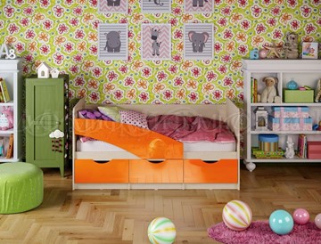 Детская кровать Бабочки 800*1600, Оранжевый глянец в Когалыме