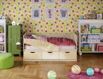 Кровать в детскую Бабочки 800*1800, Ваниль глянец в Советском