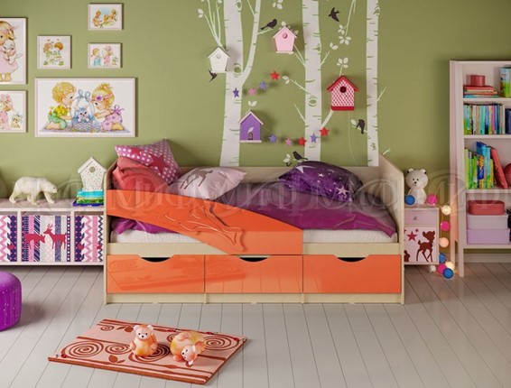 Кровать в детскую Дельфин, Оранжевый глянец 80х160 в Лангепасе - изображение