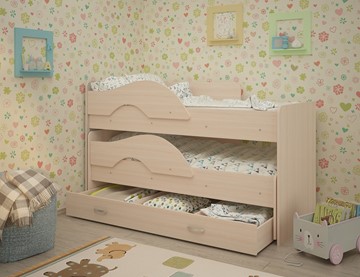 Детская 2-этажная кровать Радуга 1.6 с ящиком, цвет Млечный дуб в Сургуте