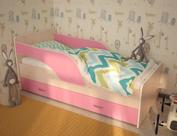 Детская кровать Максимка, корпус Млечный дуб, фасад Розовый в Лангепасе