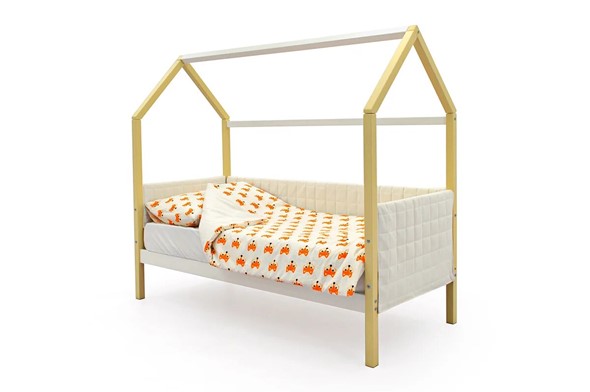 Кровать-домик «Svogen бежево-белый» мягкая в Когалыме - изображение