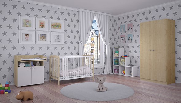 Комплект мебели для детской POLINI Kids Simple №2 Белый / Натуральный в Лангепасе - изображение