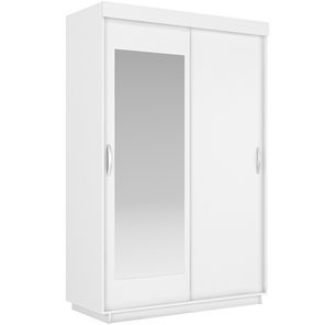 Шкаф 2-х дверный Лайт (ДСП/Зеркало) 800х595х2120, Белый Снег в Лангепасе