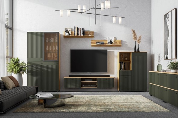 Набор мебели для гостиной Милан, Дуб Золотой/Олива Софт в Радужном - изображение