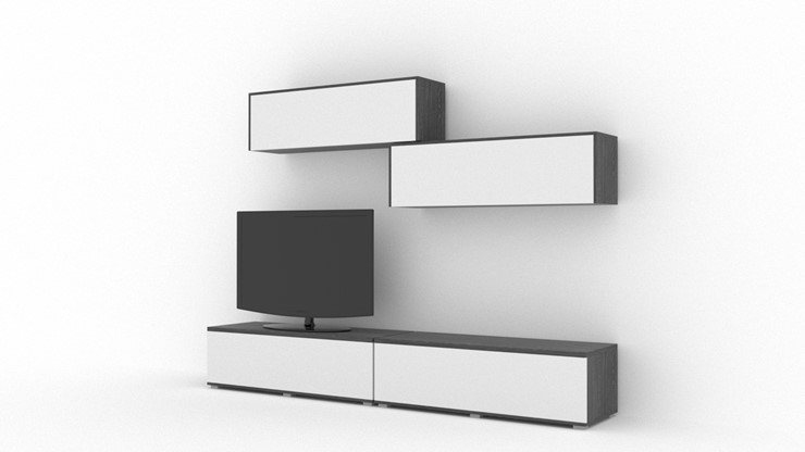 Гостиный гарнитур Куб (Cube), цвет Белый софт, Черный ясень в Сургуте - изображение 1