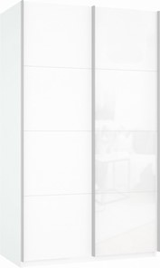 Шкаф Прайм (ДСП/Белое стекло) 1600x570x2300, белый снег в Сургуте