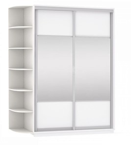 Шкаф 2-х створчатый Экспресс (Комби), со стеллажом 1700x600x2200, белый снег в Радужном