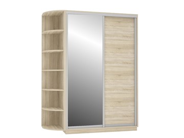 Шкаф двухдверный Экспресс (ДСП/Зеркало), со стеллажом 1700х600х2400, дуб сонома в Лангепасе