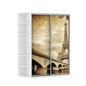 Шкаф 2-х створчатый Экспресс 1700x600x2400, со стеллажом, Париж/белый снег в Когалыме