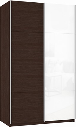 Шкаф Прайм (ДСП/Белое стекло) 1200x570x2300, венге в Когалыме - изображение