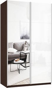 Шкаф Прайм (Зеркало/Белое стекло) 1200x570x2300, венге в Пыть-Яхе
